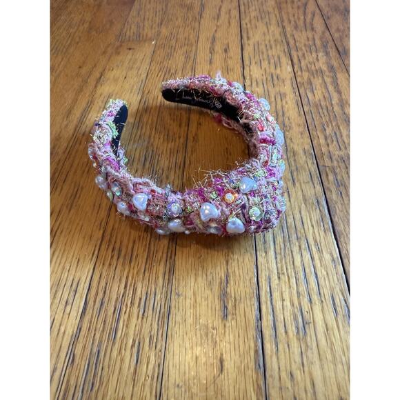 Brianna Cannon Headband Womens One Size Pink Pearl Heart 